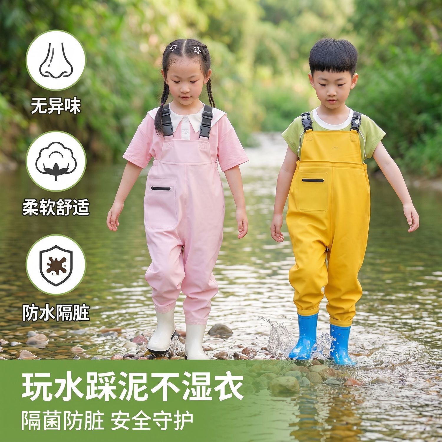 Hongyuan children's wading jumpsuit, water play one-piece suit, wading pants, baby wading gear, equipment for wading and stream tracing