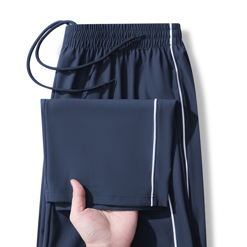 Universal School Uniform Straight-Leg Pants Summer Thin Ice Silk Quick-Dry Navy Blue Junior High School High School Primary School Children's Jogger Pants