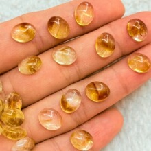 批发天然黄塔晶戒面裸石 色带明显 椭圆形平底素面戒面镶嵌半成品