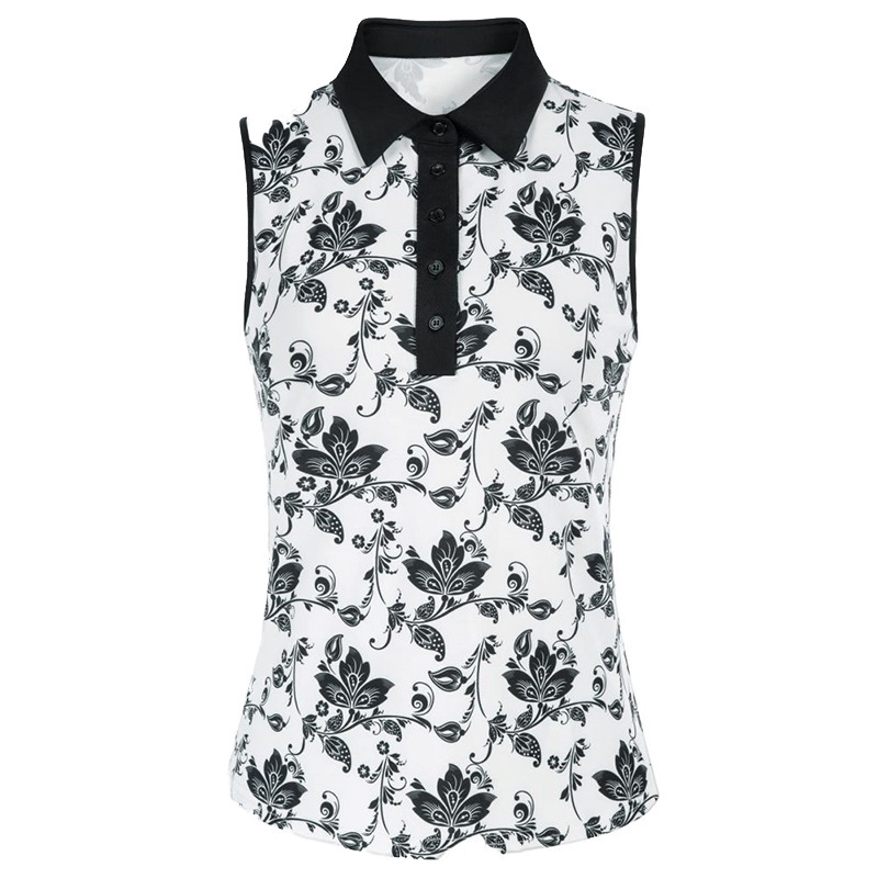 Sublimation Printing women's top elastic anti-wrinkle moisture wicking sleeveless polo shirt women's golf polo