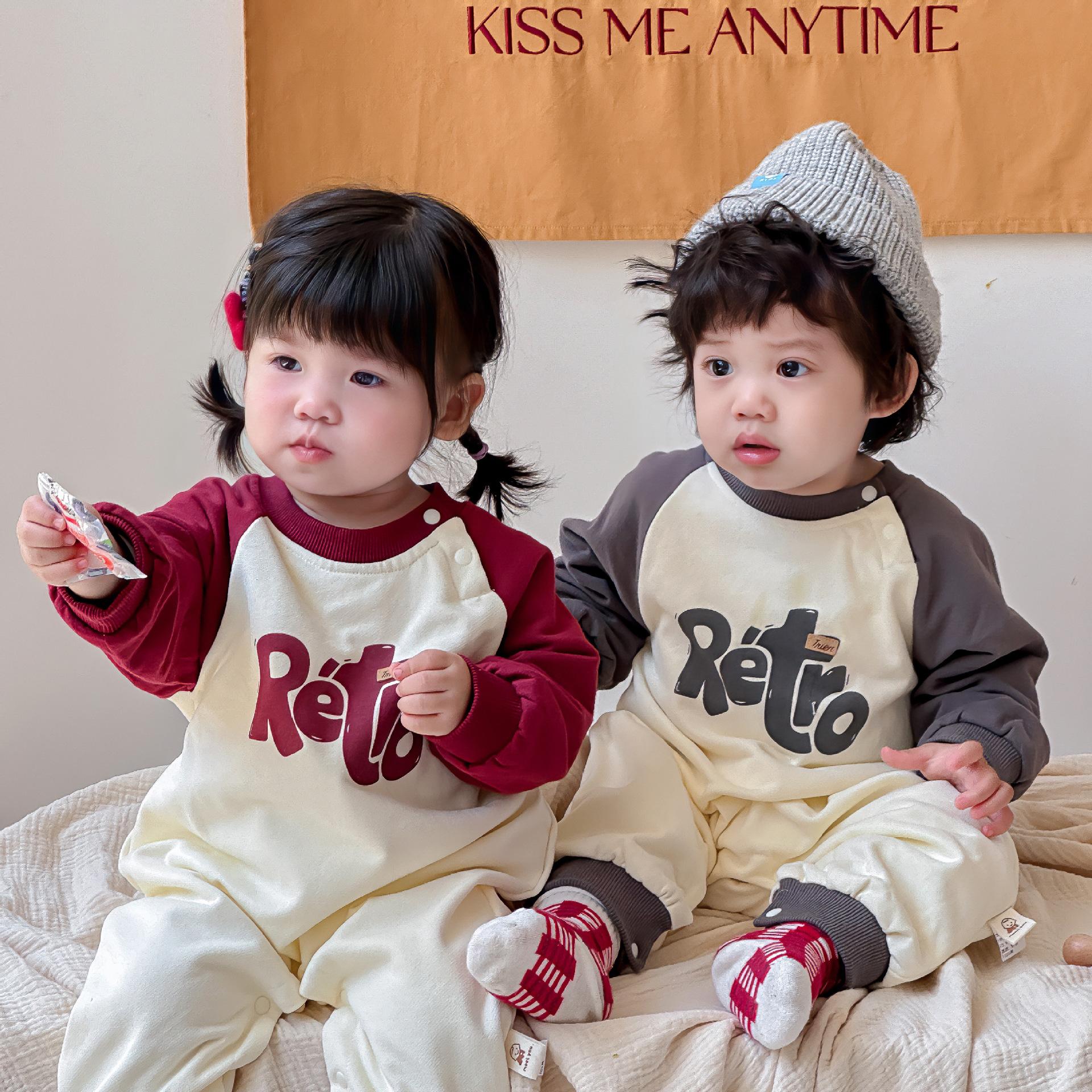 Ropa de bebé 0-3 años bebé bebé tipo mameluco traje de escalada otoño manga larga forro de algodón bebé mono