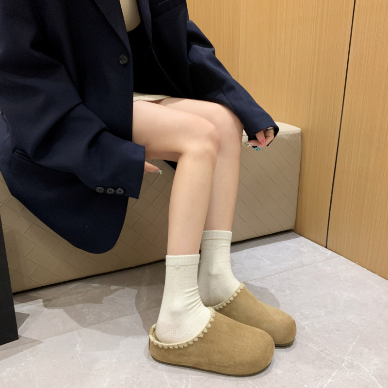 复古刺绣包头勃肯鞋半拖鞋女外穿2025秋季新款厚底内增高博肯单鞋|undefined