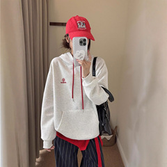赵露思同款韩代撞色抽绳连帽卫衣男女同款秋季新款宽松情侣款上衣