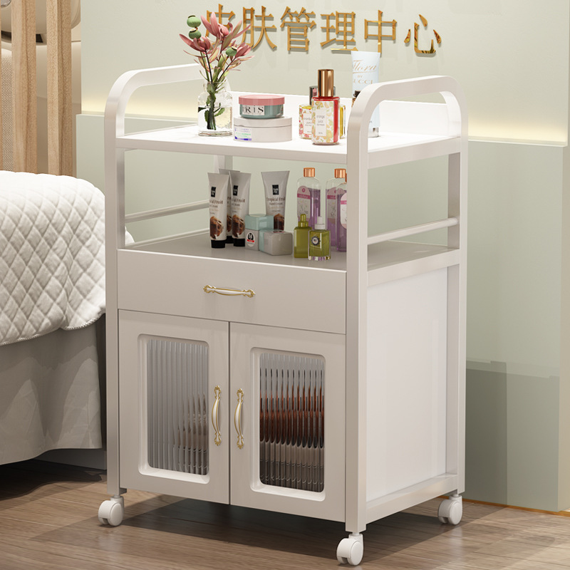 화이트 선반 + 화이트 서랍 + 무늬 유리 캐비닛 - 공식 표준 구성 - 50x33x83cm☆☆