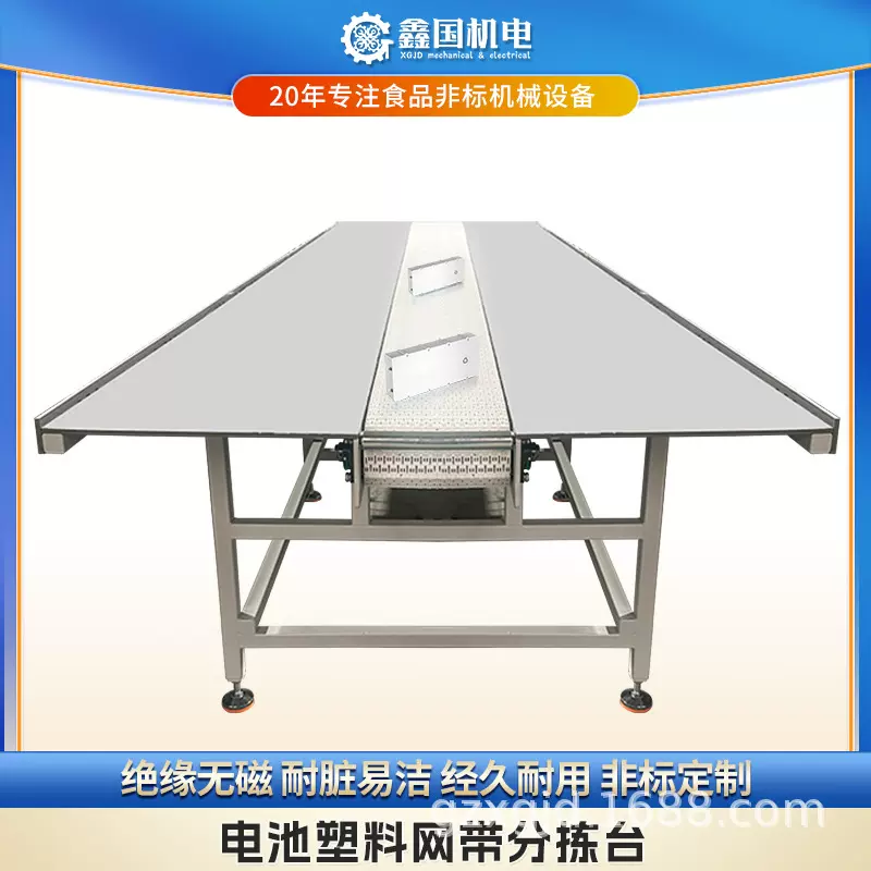 电池塑料网带流水线 绝缘防静电输送平台 生产食品级分拣工作台