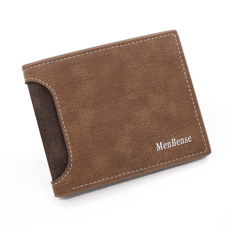 Estilo coreano de los hombres de la cartera corta de cuero de costura esmerilado de gran capacidad de la moneda del bolso de La Moneda titular de la tarjeta CERTIFICADO DE Bolso de Los Hombres de la cartera