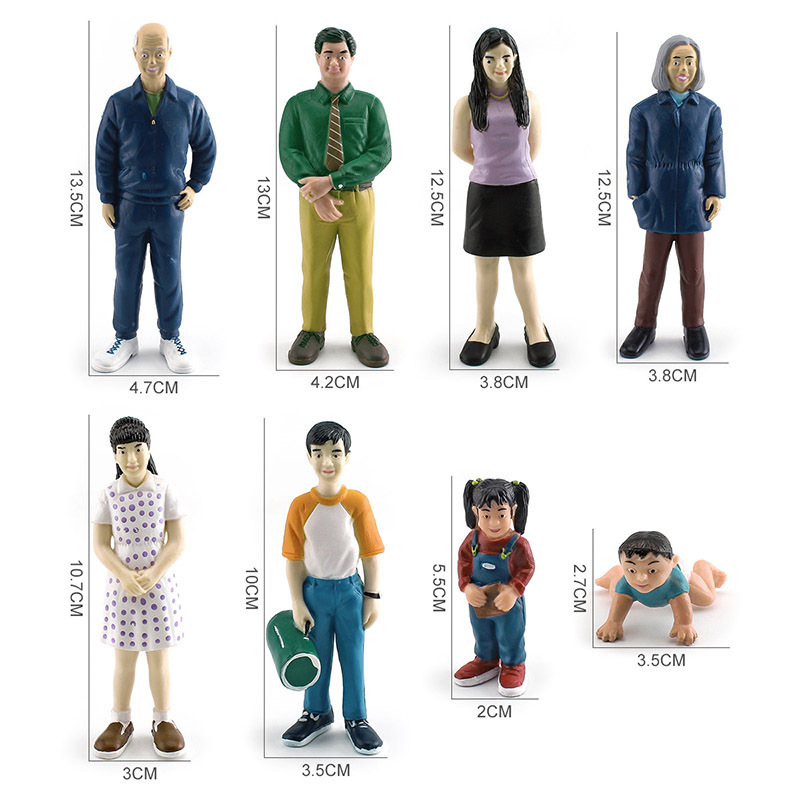 Transfronterizo simulación figura Modelo Mamá y Papá abuelo abuela niño niña bebé mesa de arena muñeca decoración juguete