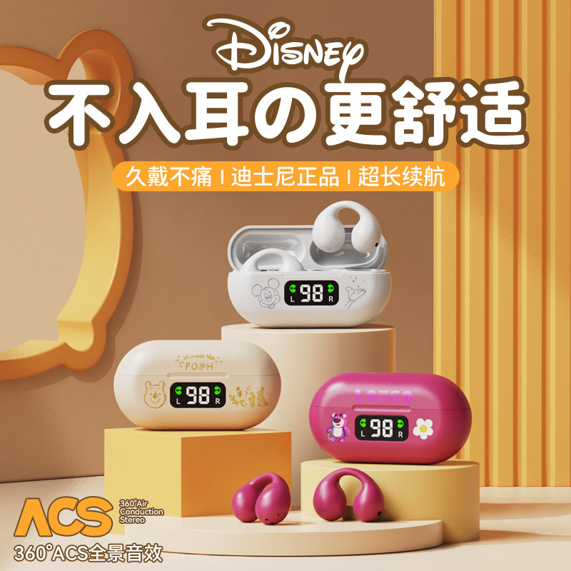 Disney H11 Officially Licensed Bluetooth Wireless Headphones Cartoon Mini Cute Strawberry Bear Ear Clip-On Headphones Disney H11 Officially Licensed Bluetooth Wireless Headphones Cartoon Mini Cute Strawberry Bear Ear Clip-On Headphones