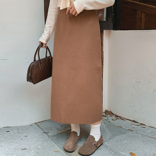 Plus Size Women's High Waist Crotch-Covering Skirt Women's Versatile Casual Skirt 2025 Winter Fat mm Knitted Skirt 2259