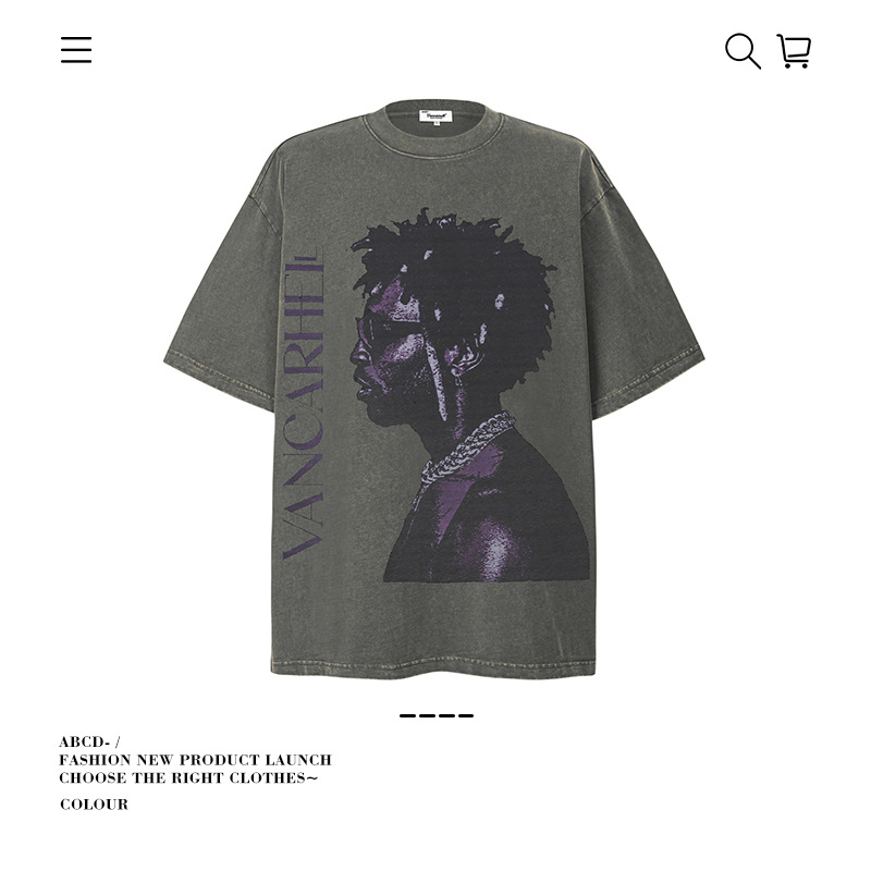 Camiseta de manga corta apilada en la calle alta de la marca de moda pesada de 250g para hombres de algodón puro con camisa de fondo suelta para hombres de verano