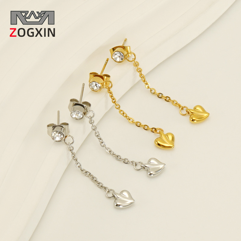 Nueva borla de acero inoxidable transfronteriza pendientes encantadores hembra europea y americana elegante ins luz pendientes de diamantes de lujo pendientes al por mayor