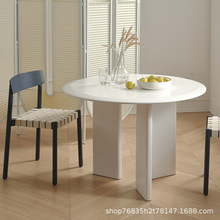 圓桌全實 木圓餐桌家用小戶型北歐簡約意式餐桌法式餐桌