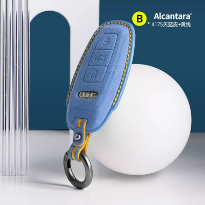 interior modification supplies, Other Automotive Interior Supplies - audi-b-stereo-key-case-4175-sky-blue-leather-yellow-line-button