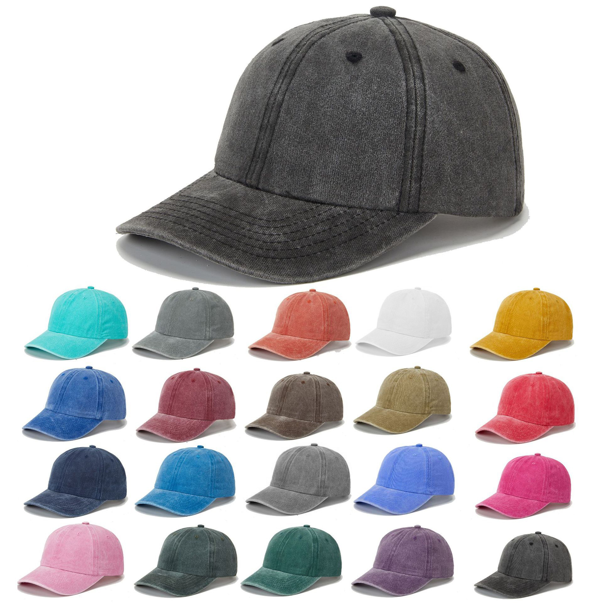 水洗棒球帽涂层做旧纯色空白光版帽欧美复古鸭舌帽外贸跨境帽子女