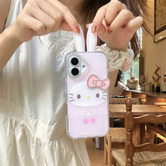 立体兔耳朵卡通凯蒂猫适用iPhone16苹果15ProMax/14/13手机壳少女