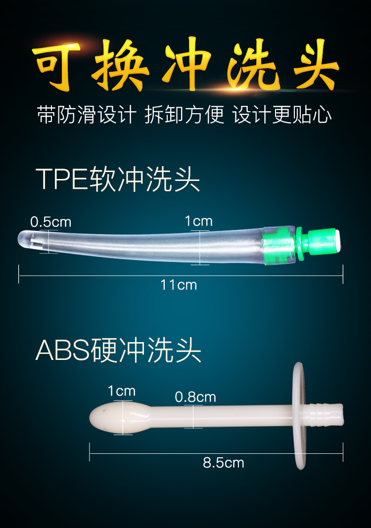 Anal Douche Irrigator 600ml with TPE Nozzle, Transparent Manual Cleansing Tool — detail image 7