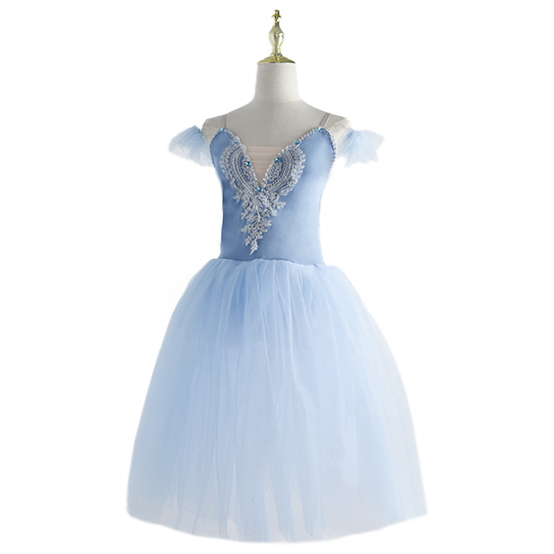 Children's Dance puffy gauze skirt girl's Little Swan strap dance skirt colorfast light ballet performance clothing