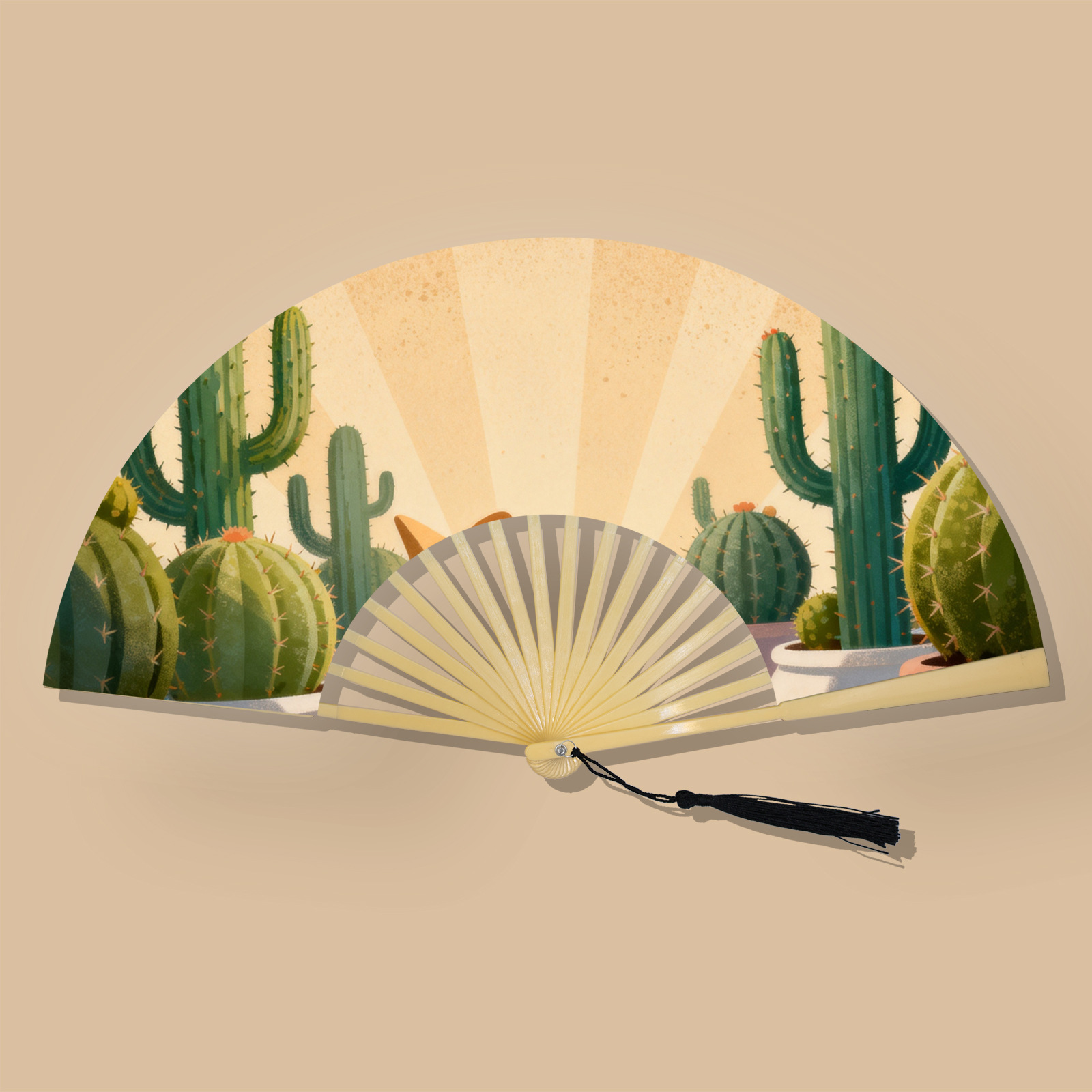 Abanico Plegable Artesanal de Poliéster y Plástico, para Hanfu y Eventos image 10
