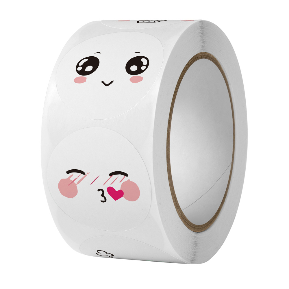 Cute Style Cute Funny 8 Kinds Expression Toys Smiling Face Stickers Teacher Children Reward Label Sealing Paste 500 Pcs/roll