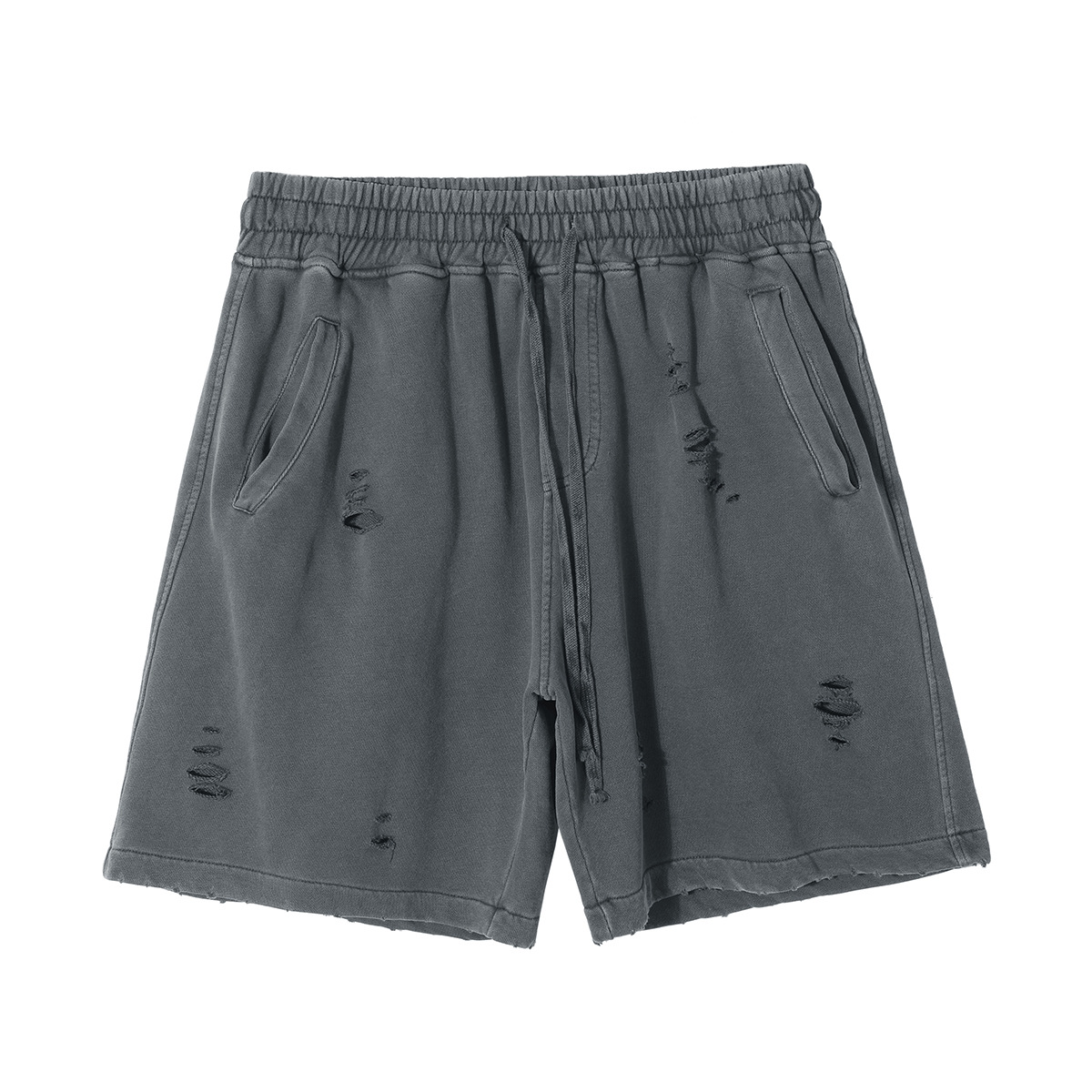 Shorts Casuales Holgados para Hombre de 100% Algodón con Efecto Desgastado