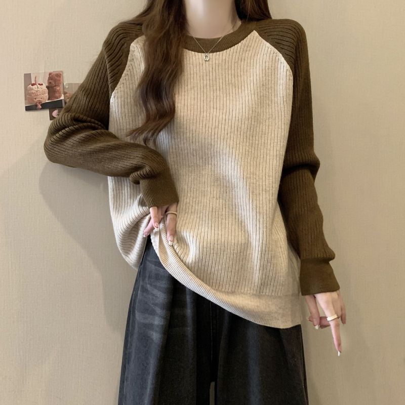 美ラードのピットの大きいサイズの長袖のtシャツの女性の秋冬の新型のゆったりしているのが見えます。|undefined