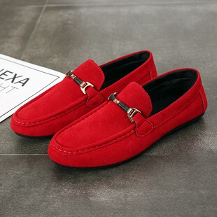 Internet Celebrous Same Style Casual Shoes Men's Spring and Autumn Fashionable Shoes Student Shoes Men's Bean Shoes Flat Korean Style Bean Shoes Men's Festive