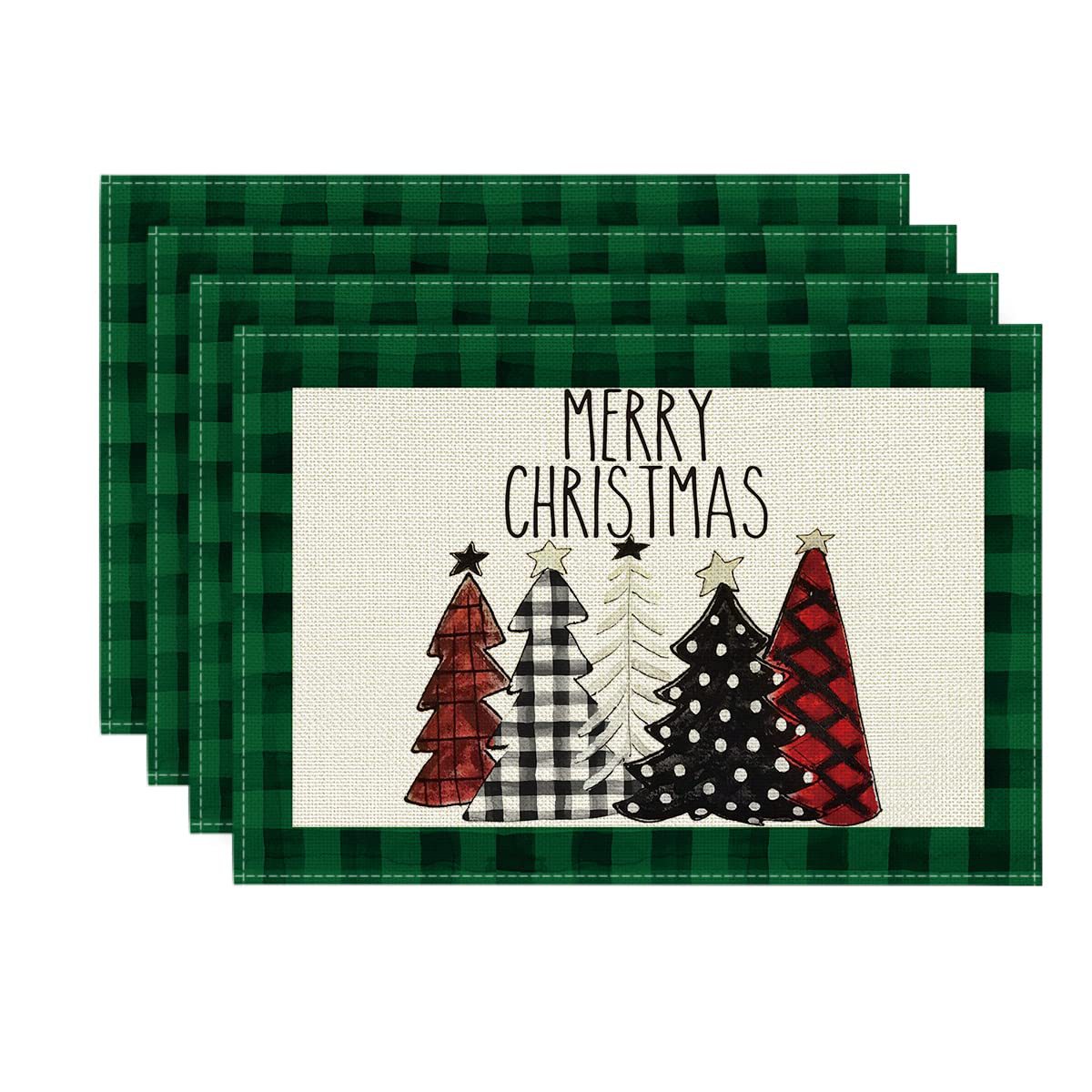 Navidad mantel Mesa corredor Lino árbol de Navidad impreso Toalla de mesa estera lavable antideslizante aislamiento térmico decoración de vacaciones