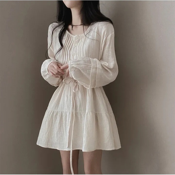 In Stock Chic New Fashion Trendy Dress with Patchwork and Tie-Up Design