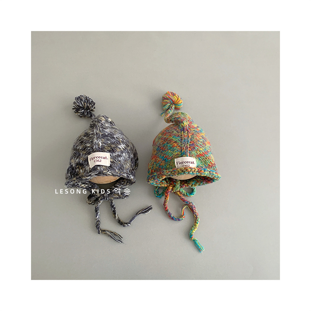 韩系ins风时尚彩色儿童护耳帽头巾秋潮童凹造型宝宝保暖披肩两用