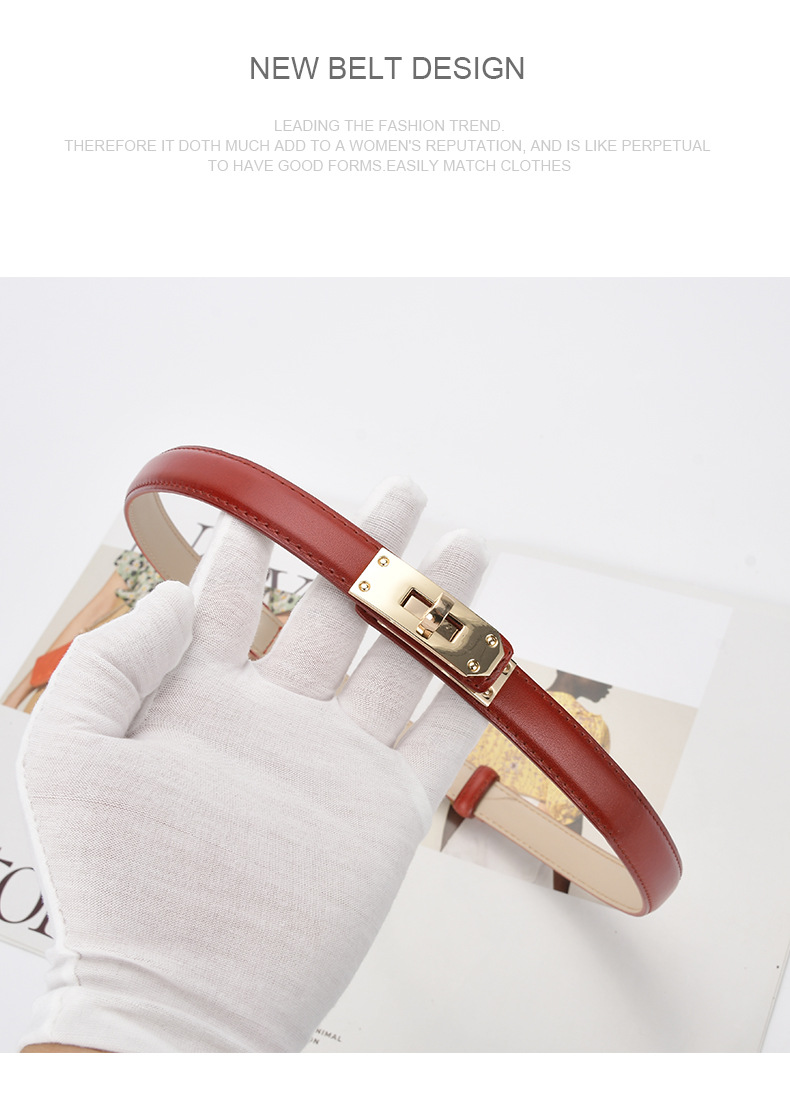 Fashion Rectangle Leather Metal Button Belt display picture 4