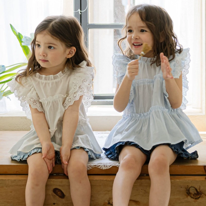 Детская хлопковая летняя кукла, милая рубашка для принцессы, 3–10 лет, западный стиль