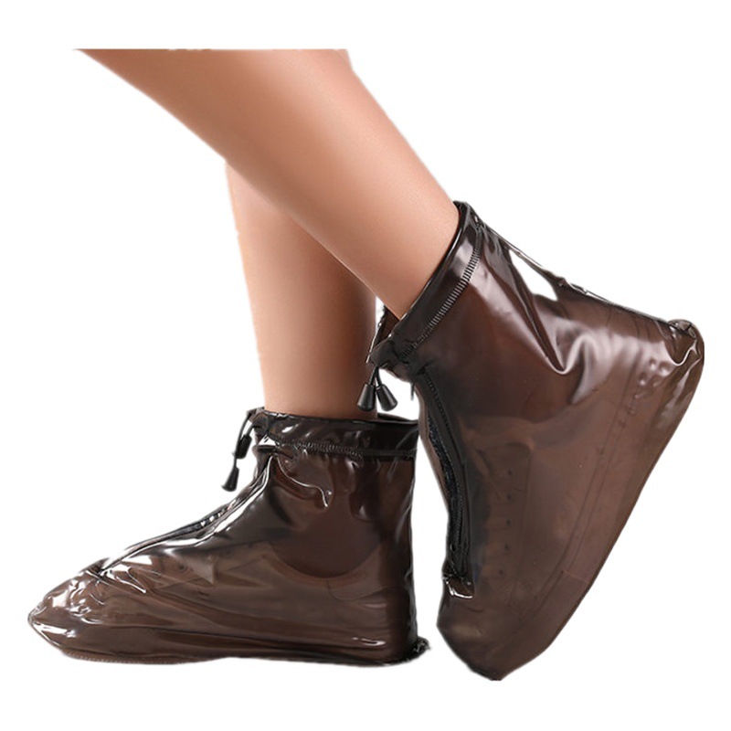 Cubierta del zapato impermeable a media pantorrilla simple engrosada resistente al desgaste antideslizante viaje al aire libre hombres y mujeres Fábrica cremallera cubierta del zapato de la lluvia