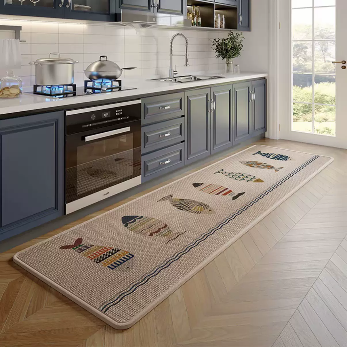 亚麻地垫厨房防滑吸水吸油地垫防污家用专用脚垫加厚耐脏脚垫地毯