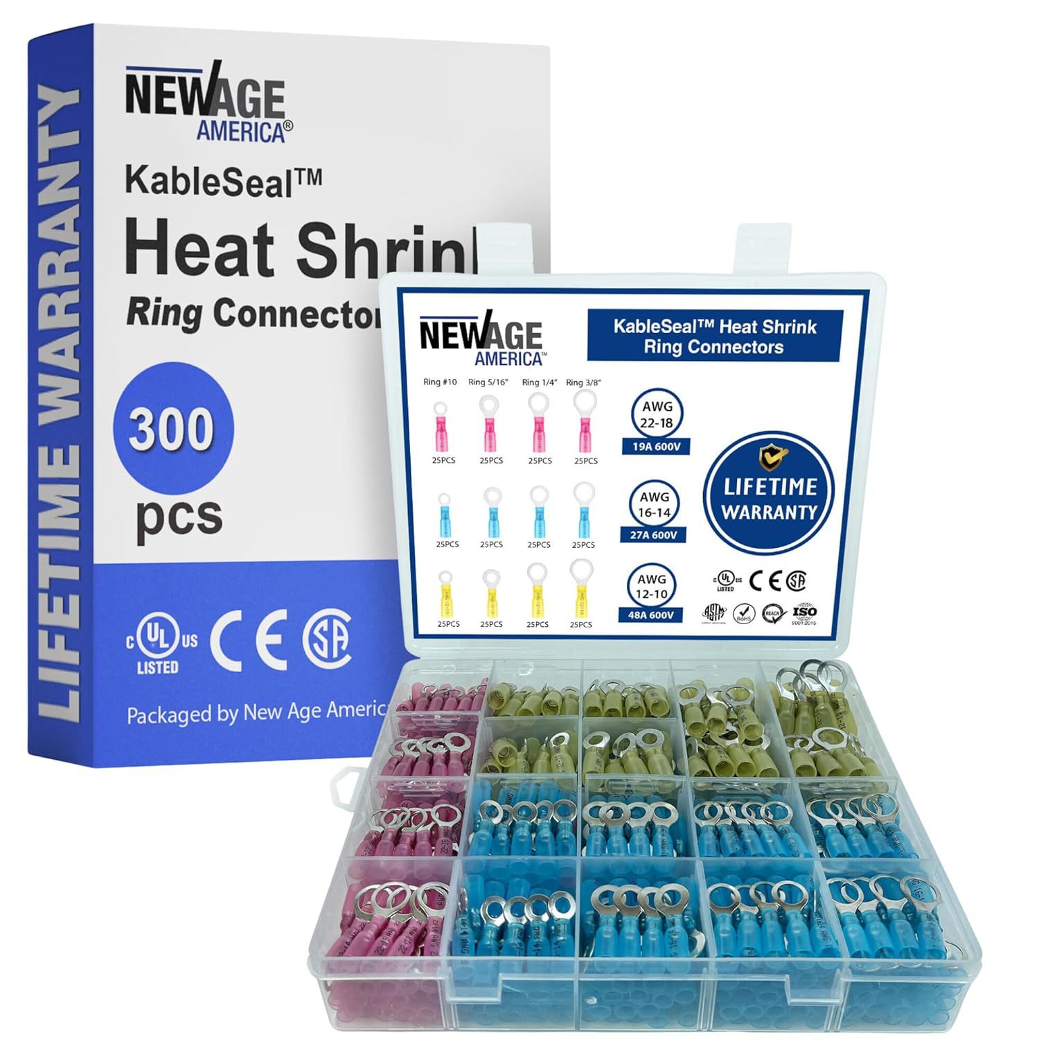 New Age America® 300pcs KableSeal™ Heat Shrink Ring Connec