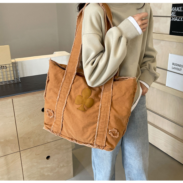 577g Weight Polyester Lining Material Sewing Thread Fashion Element Open Closure Type Double Handle Strap Type Tote Bag Bags Type Daily, Street, Shopping Occasion Canvas Material Solid Color Pattern All Seasons Season Women's Gender Streetwear Style Square Shape Large Size Women's Large Canvas Solid Color Streetwear Sewing Thread Square Open Tote Bag 5