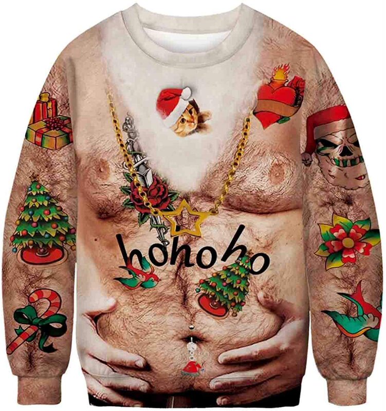 3D Printed Amazon Christmas Chest Hair Funny Pattern Couple Hooded Sweatshirt Fashion Pullover Top Long Sleeves 3D Printed Amazon Christmas Chest Hair Funny Pattern Couple Hooded Sweatshirt Fashion Pullover Top Long Sleeves