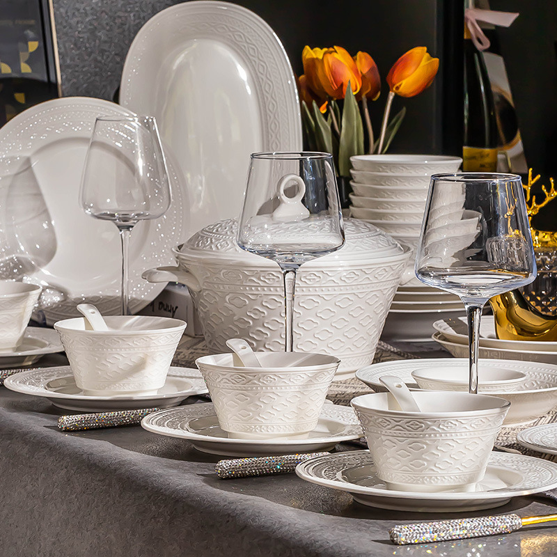 Dishes Set Household French Rice Bowl Plate Combination Set High-End 2024 Ceramic Rice Bowl Gift Giving Dishes Set Household French Rice Bowl Plate Combination Set High-End 2024 Ceramic Rice Bowl Gift Giving