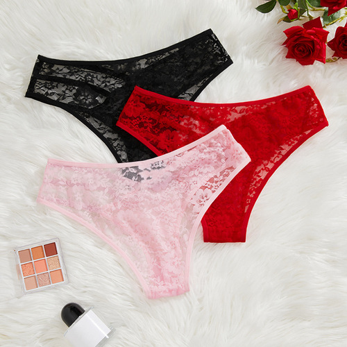 European and American lace women's hollow thin straps comfortable breathable printed half pack Amazon new women's underwear