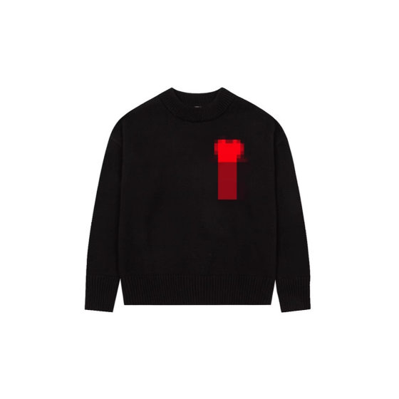 Solid Color Love Letter Korean Style Jacquard Knitted Long-sleeved Sweater Loose Casual All-match Round Neck Couple Top