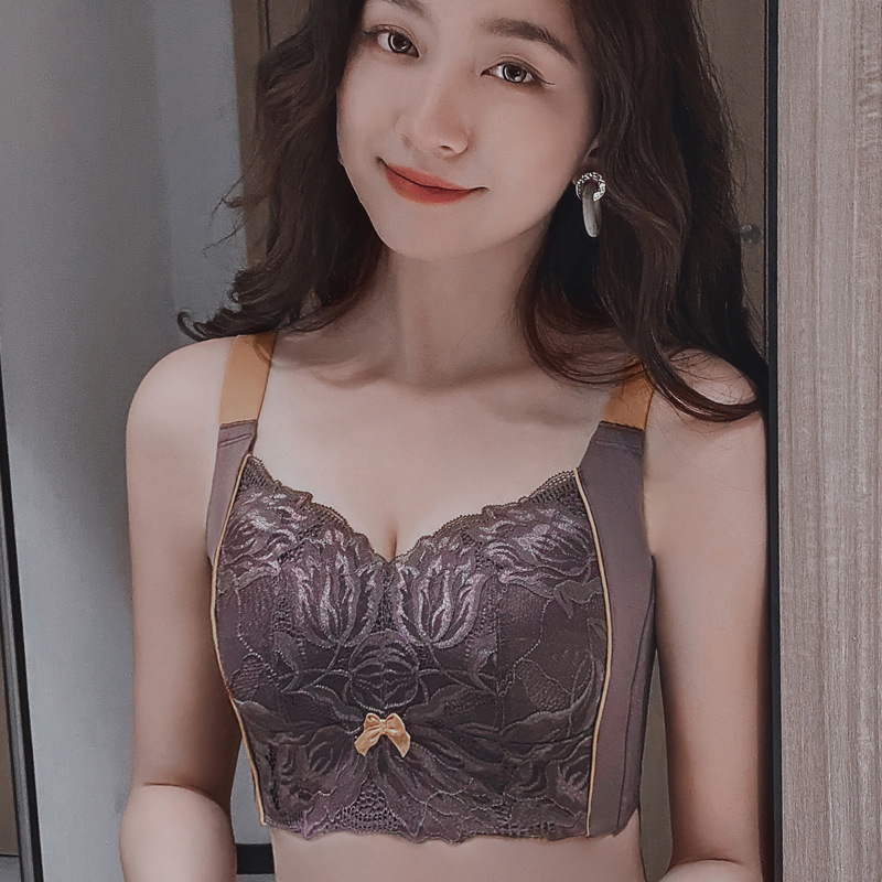 Large Chest Small Latex Underwear Women's Thin No Steel Rings Fat Girls' Bra Collector's Parammary Breasts Upper Holder Full Cup Large Size Bra