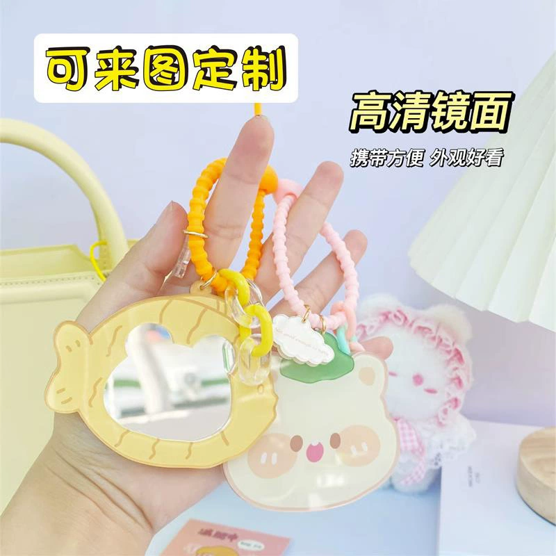 Акрил мультфильм зеркало девушка сердце портативный зеркало брелок милый портативный слайдер зеркало зеркало для настройки