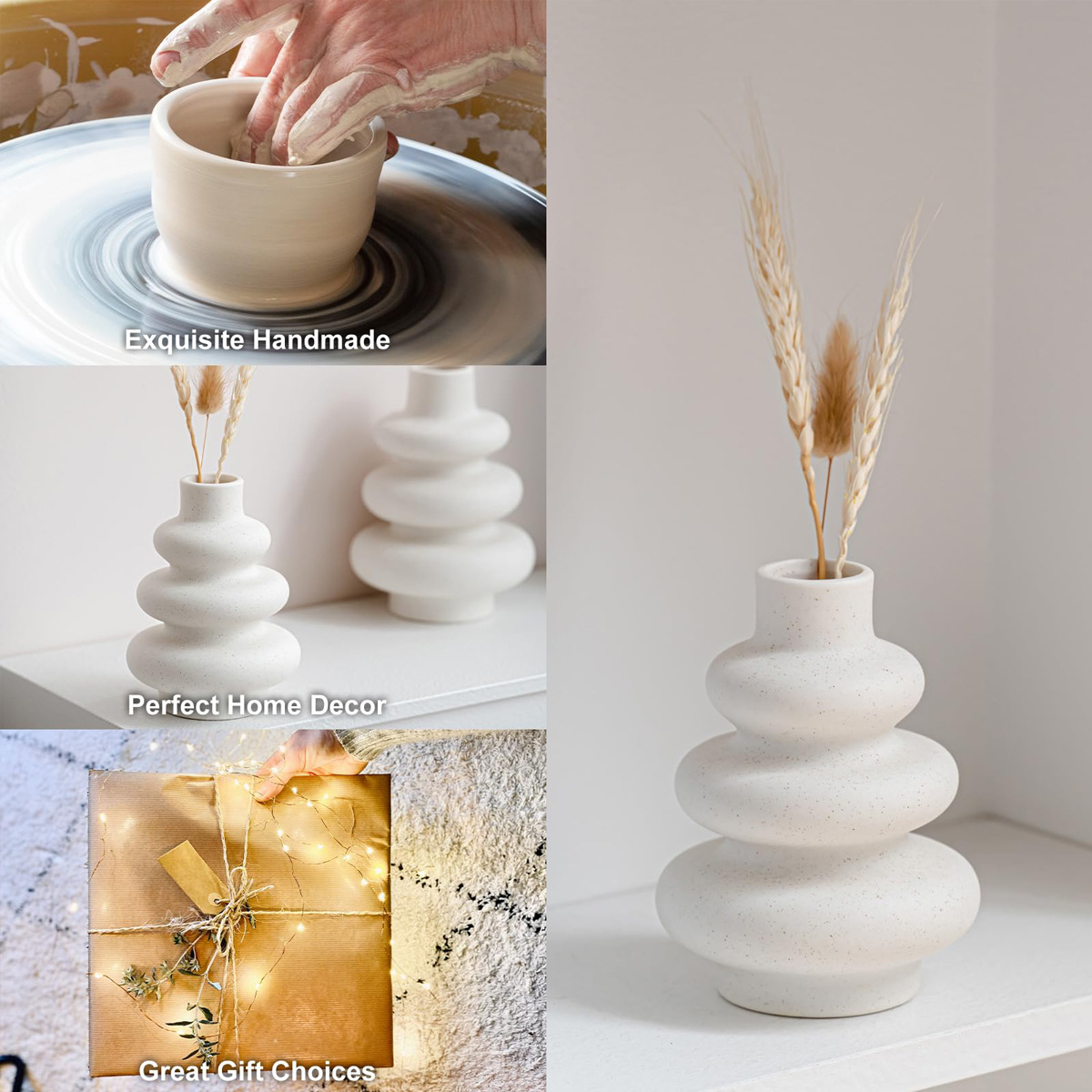 Vaso de cerámica blanca moderna creativa sala de estar decoración de gabinete de televisión decoración de flores decoración de mesa artesanía