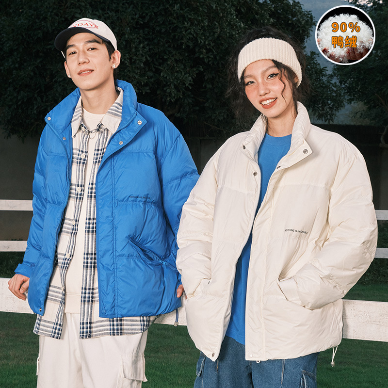 Los hombres de pato blanco abajo cuello abajo chaqueta los hombres invierno japonés marca moda pareja abrigo invierno 2023 nuevo