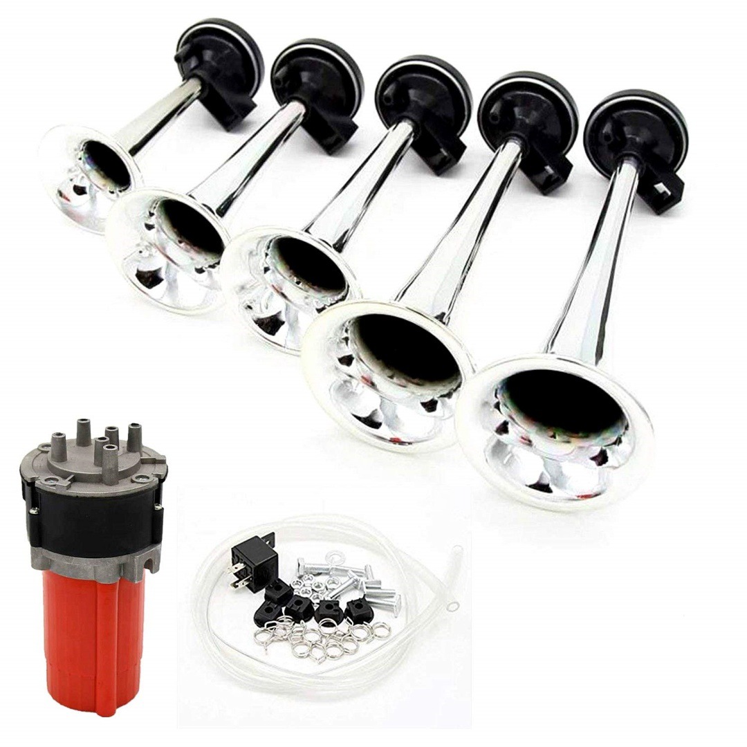 Cross-Border Off-Road Vehicle Motorcycle Modified Vehicle Electric Self-Contained Air Pump 5-Tube Jazz Music 12-Volt Air Horn