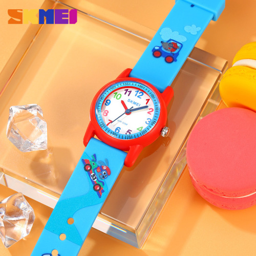 Moment Beauty Children's Fashion Cartoon Playful Watch, Skmei Student Cute Color Print Pattern Waterproof Quartz Watch