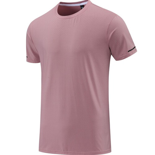 Summer New Round Neck Solid Color Nylon Quick-Dry T-Shirt for Men and Women, Printed High-Elasticity Breathable Sports Fitness Short Sleeve