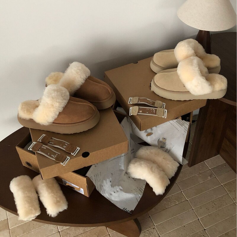 Henan Sangpo Village Snow Boots Sheepskin Integrated Thick Sole 3cm Three-Wear Star Slippers Wool Slippers with Plush Lining