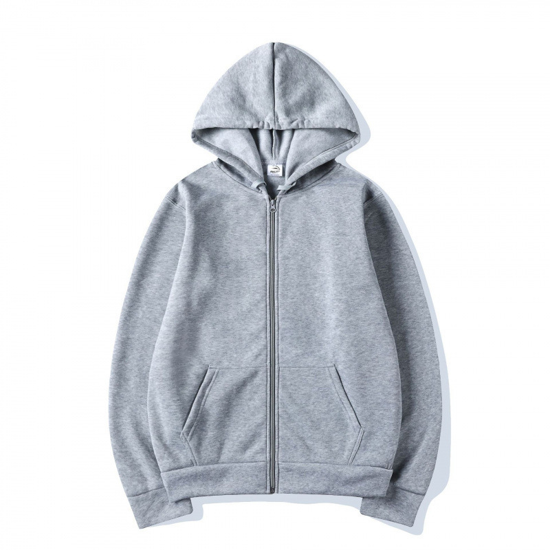 跨境欧美开衫连帽卫衣纯色运动服上衣秋冬季男女同款拉链短袖|undefined