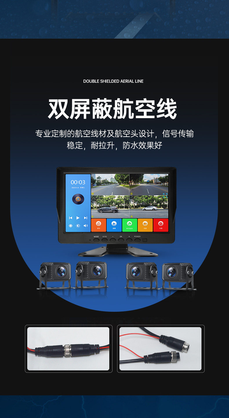 SAERJENG 10inch Touchscreen Dashcam Supports Four-Channel Monitoring and 4G Remote Monitoring 24V