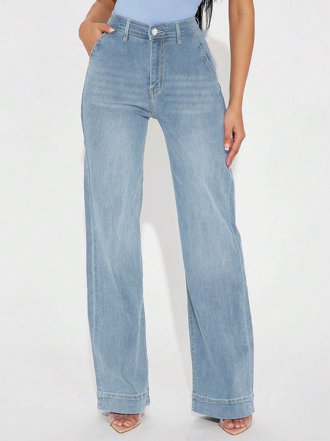Jeans Pants Type Inelastic Elasticity Women's Holiday Banquet Selfie Casual Simple Style Solid Color Full Length Jeans